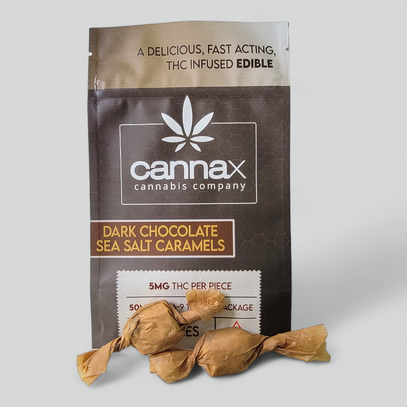 ∆9 THC Dark Chocolate Sea Salt Caramels 10ct (5mg/piece)